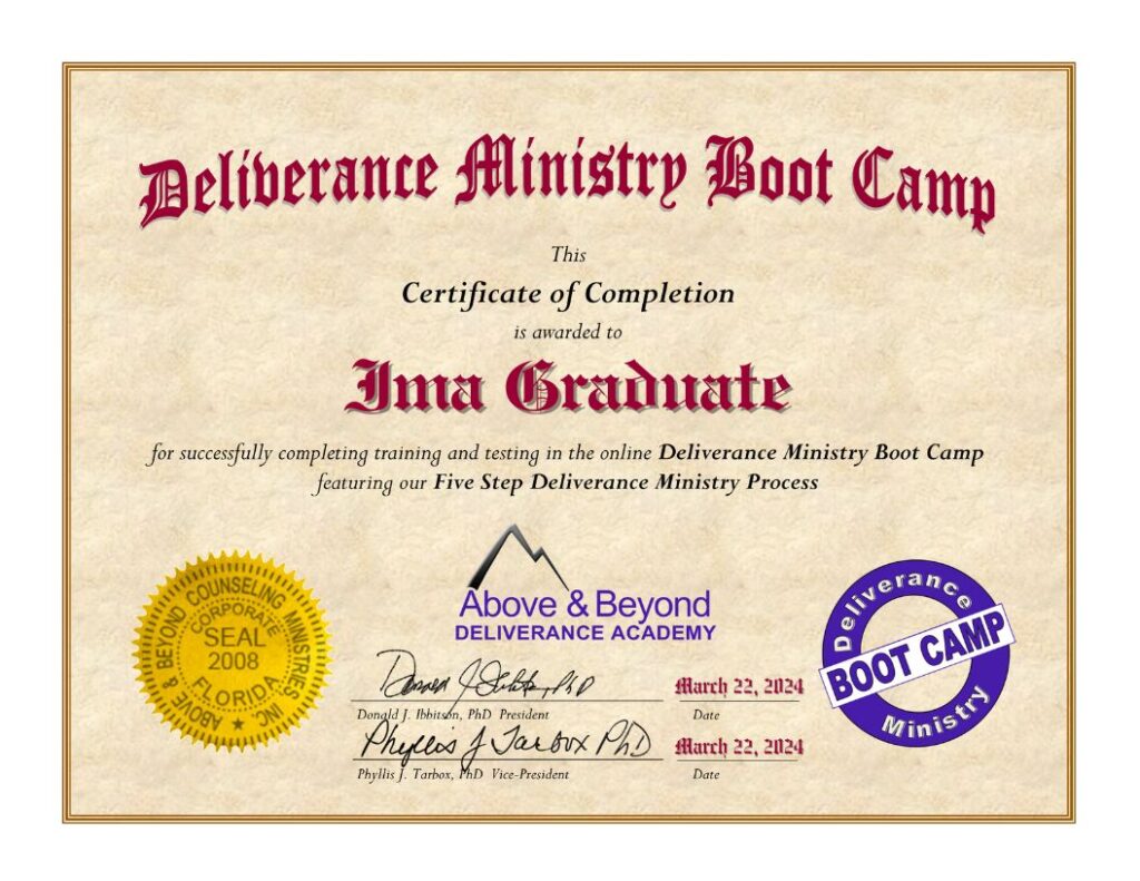 Deliverance Ministry Boot Camp Test - Above & Beyond Deliverance Academy